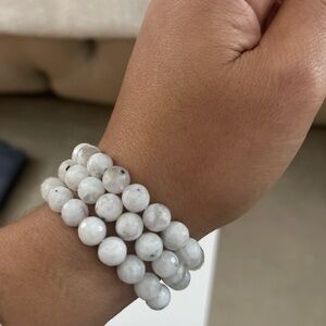Moonstone Stretch Beaded Bracelet Set of 3